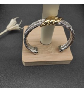 Klasyczna damska bransoletka mankiet David Yurman ze Srebra z 18-Karatowym Żółtym Złotem 10 mm