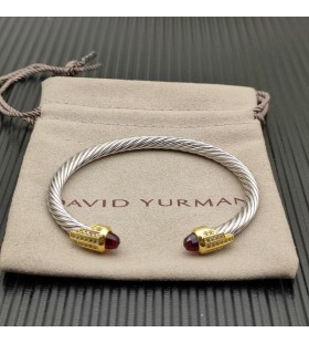 Klasyczny Damski bransoleta-mankiet David Yurman ze Srebra z Żółtego Złota 18 Karat i Czerwonymi Diamentami 5 mm