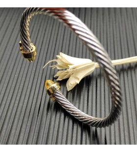 Klasyczny Damski bransoleta-mankiet David Yurman ze Srebra z Żółtego Złota 18 Karat i Żółtymi Diamentami 5 mm