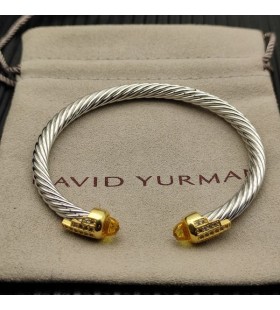 Klasyczny Damski bransoleta-mankiet David Yurman ze Srebra z Żółtego Złota 18 Karat i Żółtymi Diamentami 5 mm
