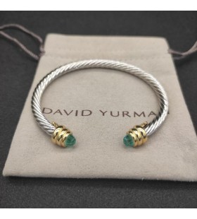 Klasyczna damska bransoletka mankiet David Yurman ze Srebra z Żółtego Złota 18 Karat i Niebieski topaz 5 mm