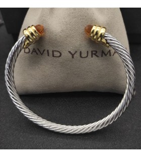 Klasyczny Damski bransoleta-mankiet David Yurman ze Srebra z Żółtego Złota 18 Karat diament koloru Szampana 5 mm