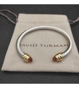 Klasyczny Damski bransoleta-mankiet David Yurman ze Srebra z Żółtego Złota 18 Karat diament koloru Szampana 5 mm