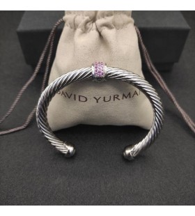Klasyczny Damski bransoleta-mankiet David Yurman ze srebra z Różowymi Diamentami Pawie 7 mm