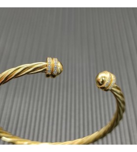 David Юрман Damska bransoletka mankiet Helena Cablespira z Żółtego złota 18 Karat z brylantami 4 mm