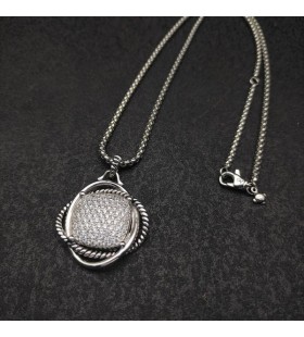David Юрман Kobiecy Naszyjnik z Nieskończoną Wisiorek ze srebra z Brylantami Pawie 32 mm