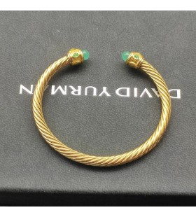 David Юрман Damska bransoletka mankiet Renaissance Cablespira z Żółtego Złota 18 Karat z хризопразом 5 mm