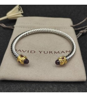 Damska Bransoletka mankiet David Yurman Renaissance Cablespira ze Srebra z Żółtego Złota 18 Karat i ametyst 5 mm