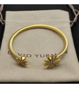 David Юрман Damska bransoletka mankiet Starburst z Żółtego Złota 18 Karat z brylantami 4 mm