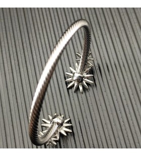 David Юрман Damska Bransoletka Mankiet Starburst Cable ze Srebra z Brylantami 4 mm