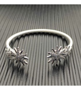 David Юрман Damska Bransoletka Mankiet Starburst Cable ze Srebra z Brylantami 4 mm