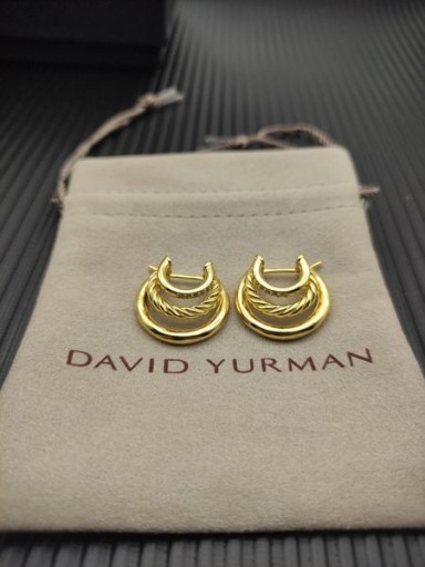 DY Mercer Trei Rând Hoop Cercei Aur Galben 18K cu Diamante 21mm