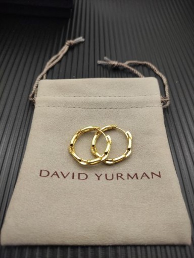 David Yurman Stax de Link-ul Lanț Hoop Cercei Aur Galben 18K cu Diamante 23.8 mm