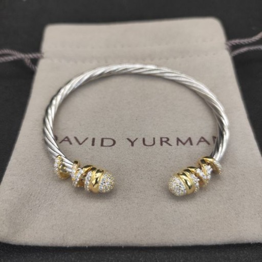 David Yurman Femei Helena Manșetă Brățară din Argint cu Aur Galben 18K și Diamante 4mm