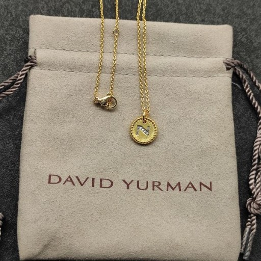David Yurman Femei Inițială Farmecul Colier Aur Galben 18K cu Diamant N