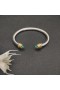 David Yurman Femei Cablu Clasic Manșetă Brățară din Argint cu 18K Aur Galben și Albastru Topaz 5mm