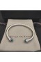 David Yurman Femei Cablu Clasic Manșetă Brățară din Argint cu Diamante Albastre 5mm