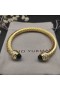 David Yurman Femei Clasic Cablespira Manșetă Brățară de 18K Aur Galben cu Verde Inchis Diamante 7mm