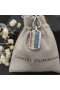 David Yurman Bărbați Chevron Tag Pandantiv Argint cu Curcubeu Pavé 35mm