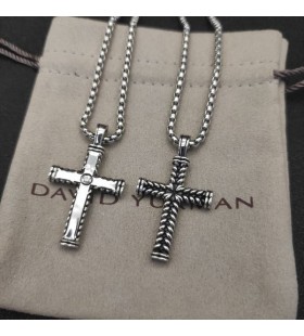 David Yurman Chevron Pandantiv Cruce din Argint 33mm