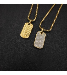David Yurman Chevron Tag Aur Galben 18K cu Diamante 35mm
