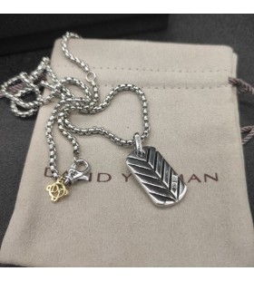 David Yurman Chevron Tag Argint cu Diamante 35mm