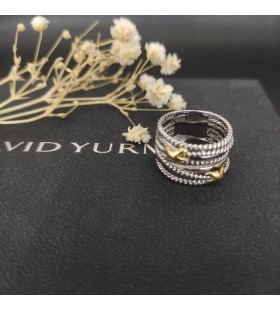 David Yurman Double X Crossover Inel Argint cu Aur Galben 18K 13mm