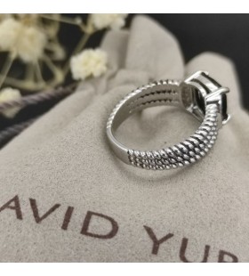 David Yurman Petite Wheaton Inel Argint cu Hampton Roșu Topaz si Diamante 10mm