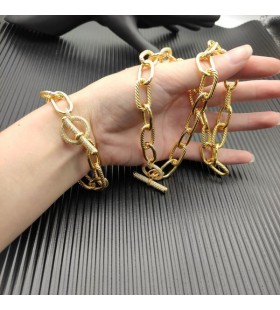 David Yurman Femei Madison Comutare Lanț Colier Aur Galben 18K cu Diamante 11mm