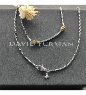 David Yurman Femei Petite Helena Folie de Stația de Lanț Colier Argint cu Aur Galben 18K și Diamante 29mm