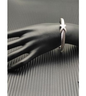 David Yurman Femei X Cablespira Stația de Manșetă Brățară din Argint cu Diamante 7mm