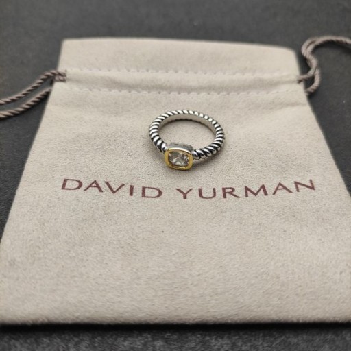David Yurman 6 mm Tuku Námestie Biely Diamantový Prsteň