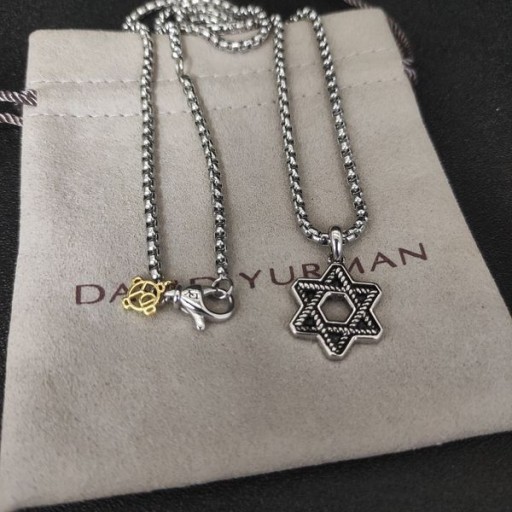 David Yurman Kábel Hviezda David Amulet Mincový Striebro 19 mm