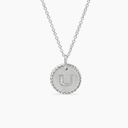 David Yurman Prvotné Čaro Rýdzeho Striebra s Diamond U