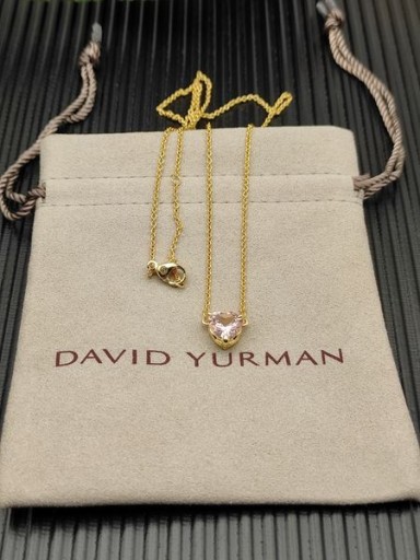 David Yurman Žien Chatelaine Srdce Prívesok Náhrdelník 18K Žlté Zlato s Morganite 8mm