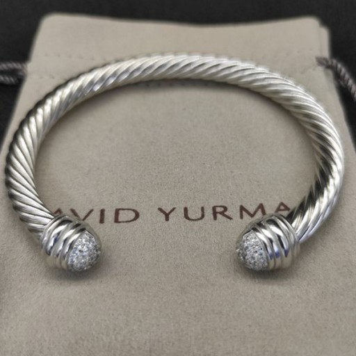 David Yurman Žien Klasický Kábel Putá Náramok Rýdzeho Striebra s Pavé Diamantových Baní 7mm