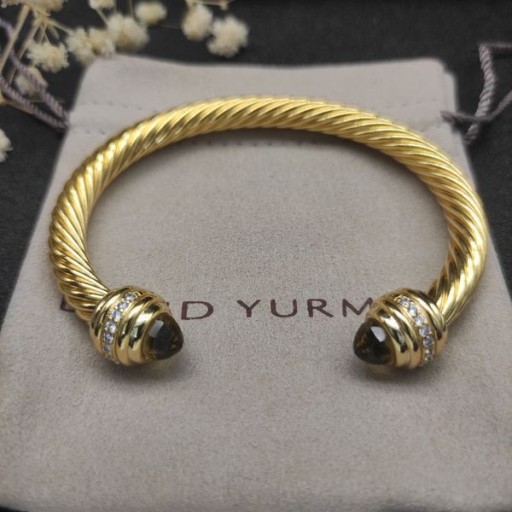 David Yurman dámske Klasické Cablespira Putá Náramok 18K Žlté Zlato s Hnedých Diamantov, 7mm