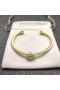 David Yurman Žien Kábel Putá Náramok 18K Žlté Zlato S Green Diamond 4 mm