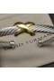 David Yurman Žien X Klasická Káblová Stanica Putá Náramok Rýdzeho Striebra s 14K Žltého Zlata, 7mm