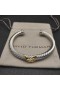 David Yurman Žien X Klasická Káblová Stanica Putá Náramok Rýdzeho Striebra s 14K Žltého Zlata, 7mm