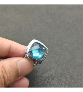 David Yurman 14 MM Obyčajný Square Blue Diamond Ring