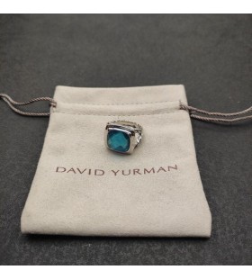 David Yurman 14 MM Obyčajný Square Blue Diamond Ring