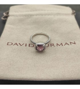 David Yurman Drobná Chatelaine Pavé Rámu Krúžok Rýdzeho Striebra s Ametyst a Diamanty, 7mm