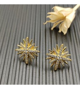 David Yurman Starburst Stud Náušnice 18K Žltého Zlata s Diamantmi 19 mm