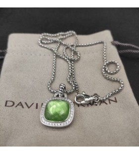 David Yurman Žien Albion Prívesok Rýdzeho Striebra s Peridot a Diamanty 15 mm