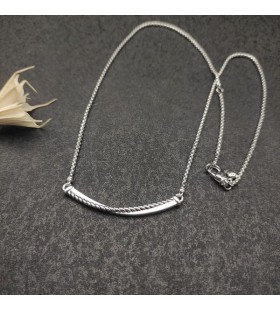 David Yurman Žien Crossover Bar Prívesok Náhrdelník Rýdzeho Striebra s Diamantmi