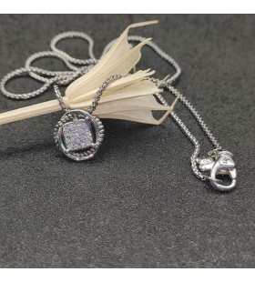 David Yurman Žien Infinity Prívesok Náhrdelník Rýdzeho striebra s Pavé Diamanty 7mm