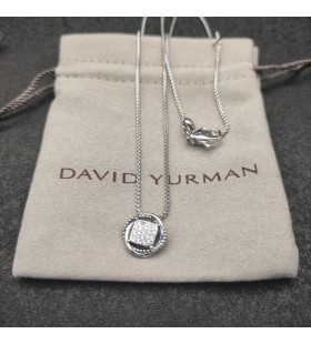 David Yurman Žien Infinity Prívesok Náhrdelník Rýdzeho striebra s Pavé Diamanty 7mm