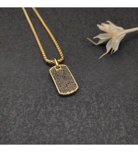 David Yurman Mužov Chevron Tag Prívesok 18K Žlté Zlato s Čierne Diamanty 21 mm