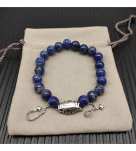 David Yurman Mužov Duchovné Korálky Náramok Rýdzeho Striebra s Lapis 8mm